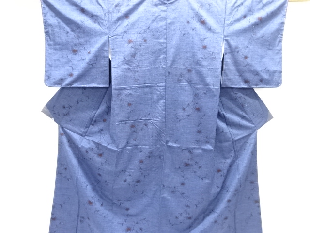 JAPANESE KIMONO / TSUMUGI / UNUSED / WOVEN FLORAL PLANTS